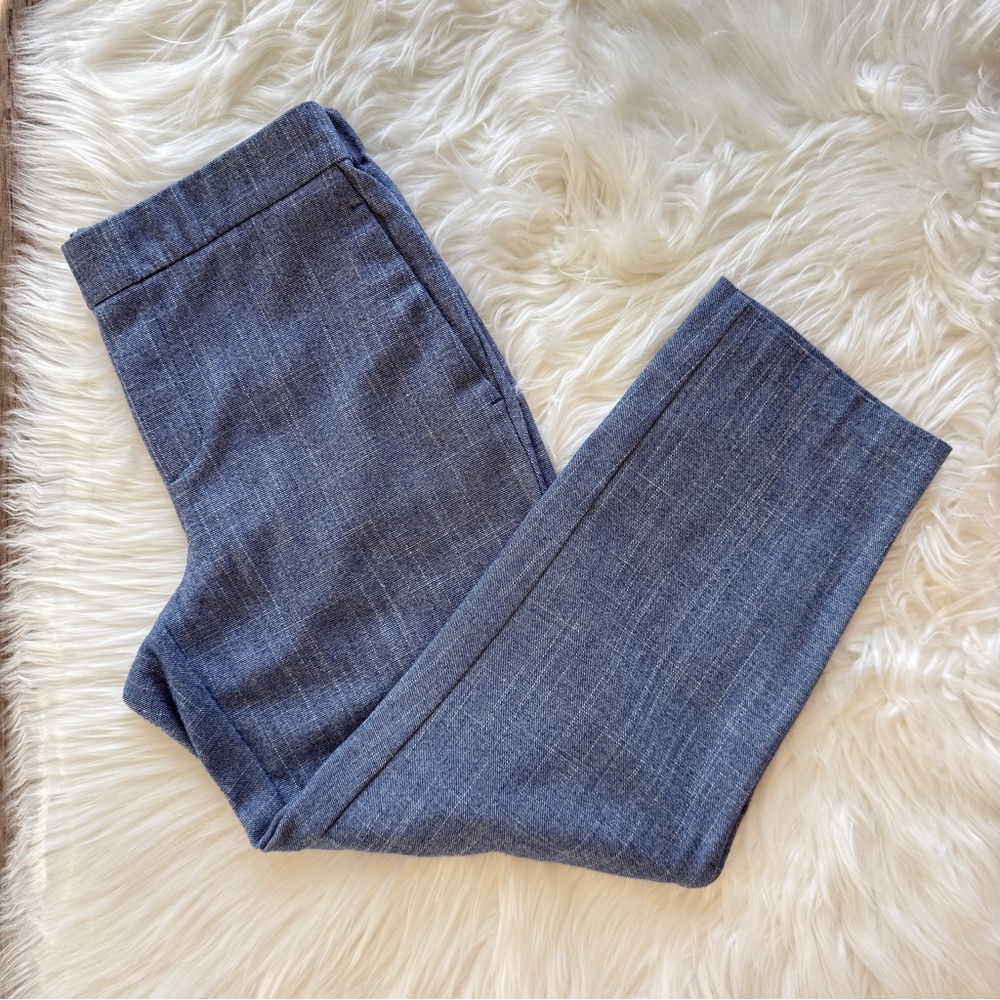 Old Navy Blue Chambray Mid-rise Pull-on Straight Pants Work